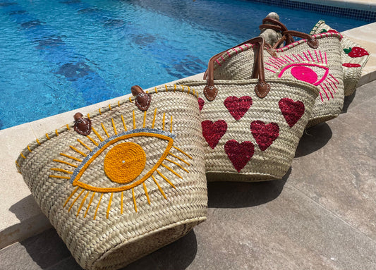 Strandtas - Boodschappentas - Shopper dames - 100 % handgemaakt Riet