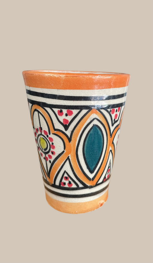 Marokkaanse handgemaakte beker - motief bloem - Uniek design - Large keramiek