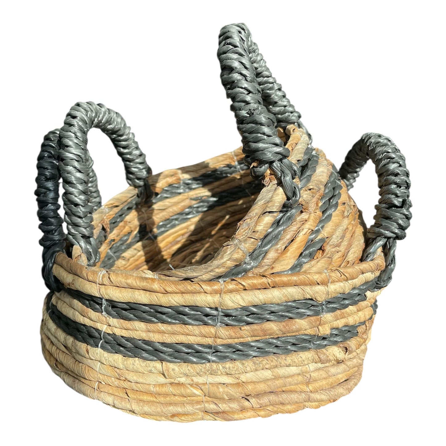 Set van 2 ronde manden - Bananenblad & Hitam Raffia