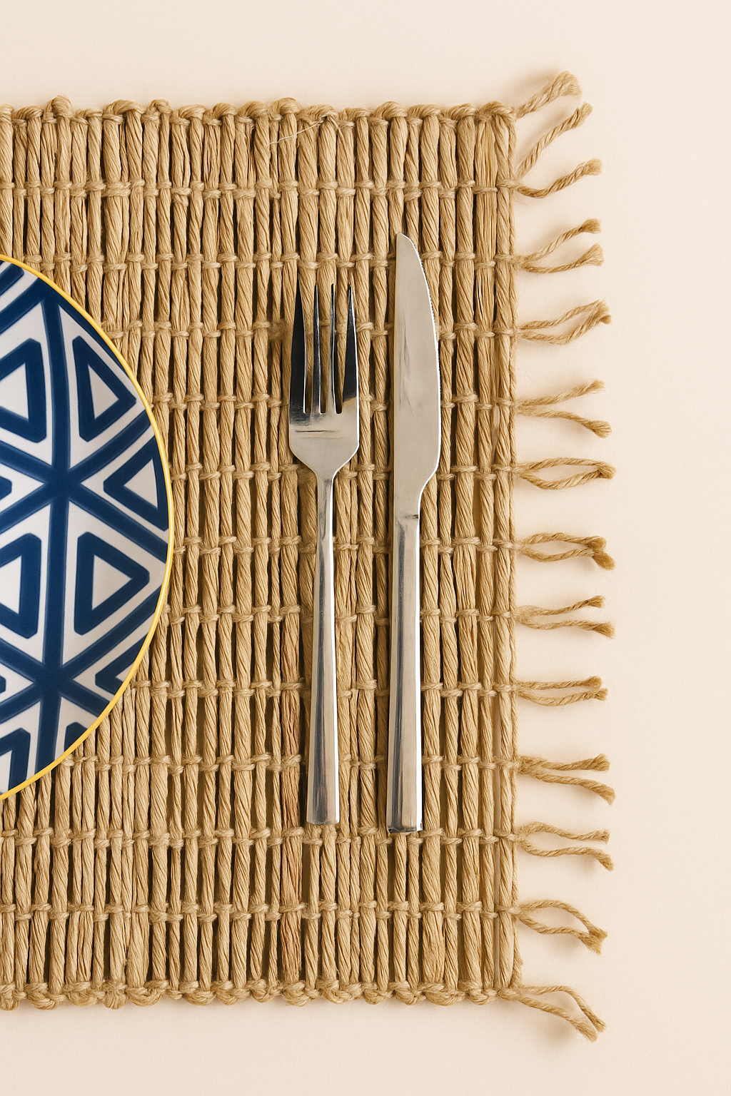 Handmade zeegras Placemat met franjes - Water Hyacinth
