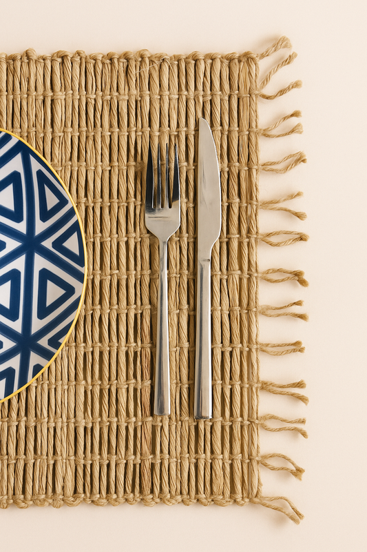Handmade zeegras Placemat met franjes - Water Hyacinth