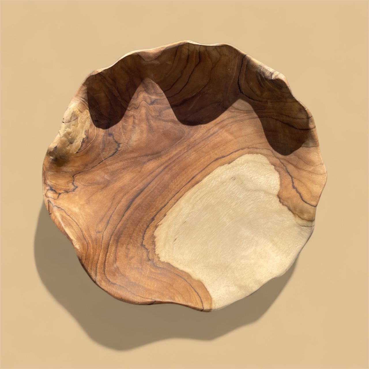 Gladde Ronde Teakhouten Schaal – 28x29x4 cm