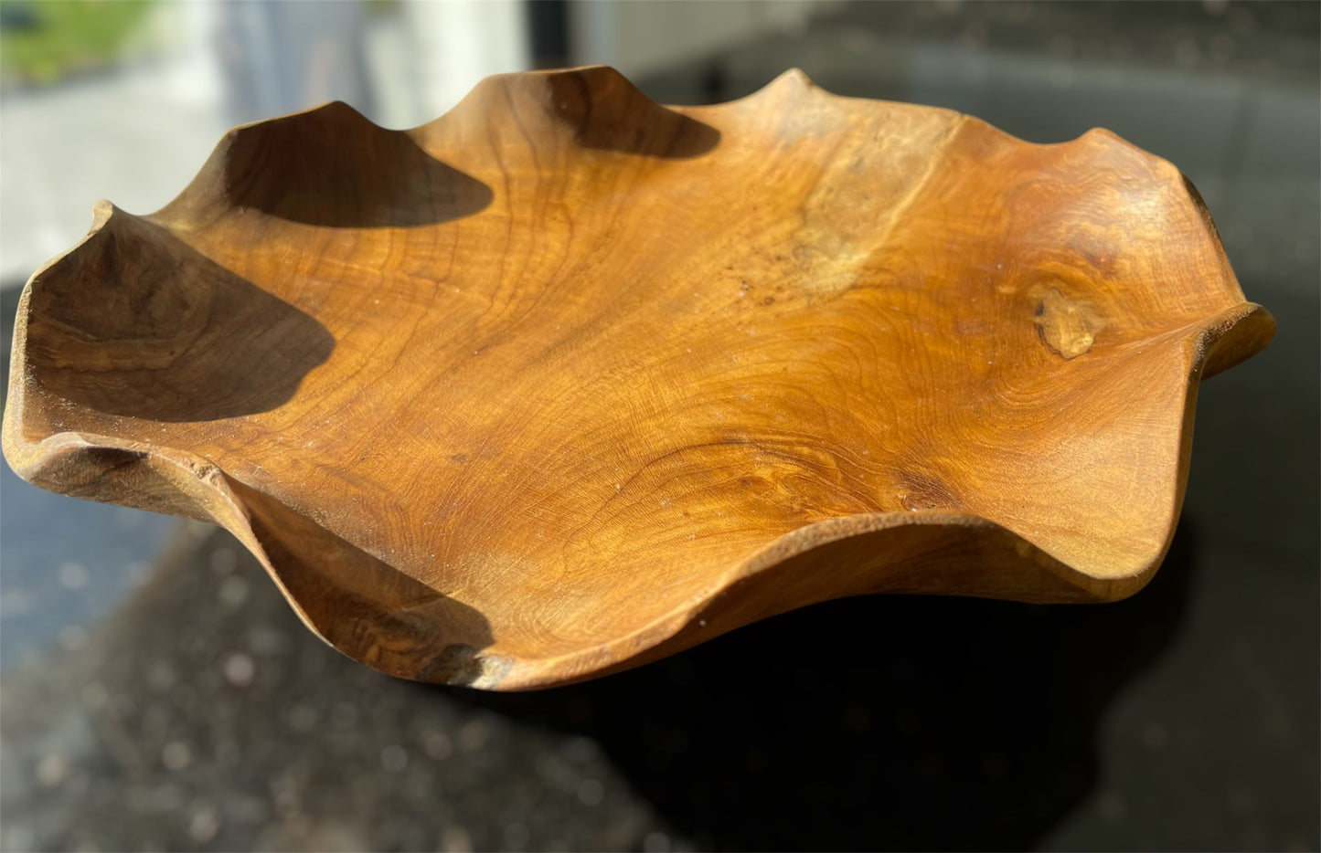 Gladde Ronde Teakhouten Schaal – 28x29x4 cm