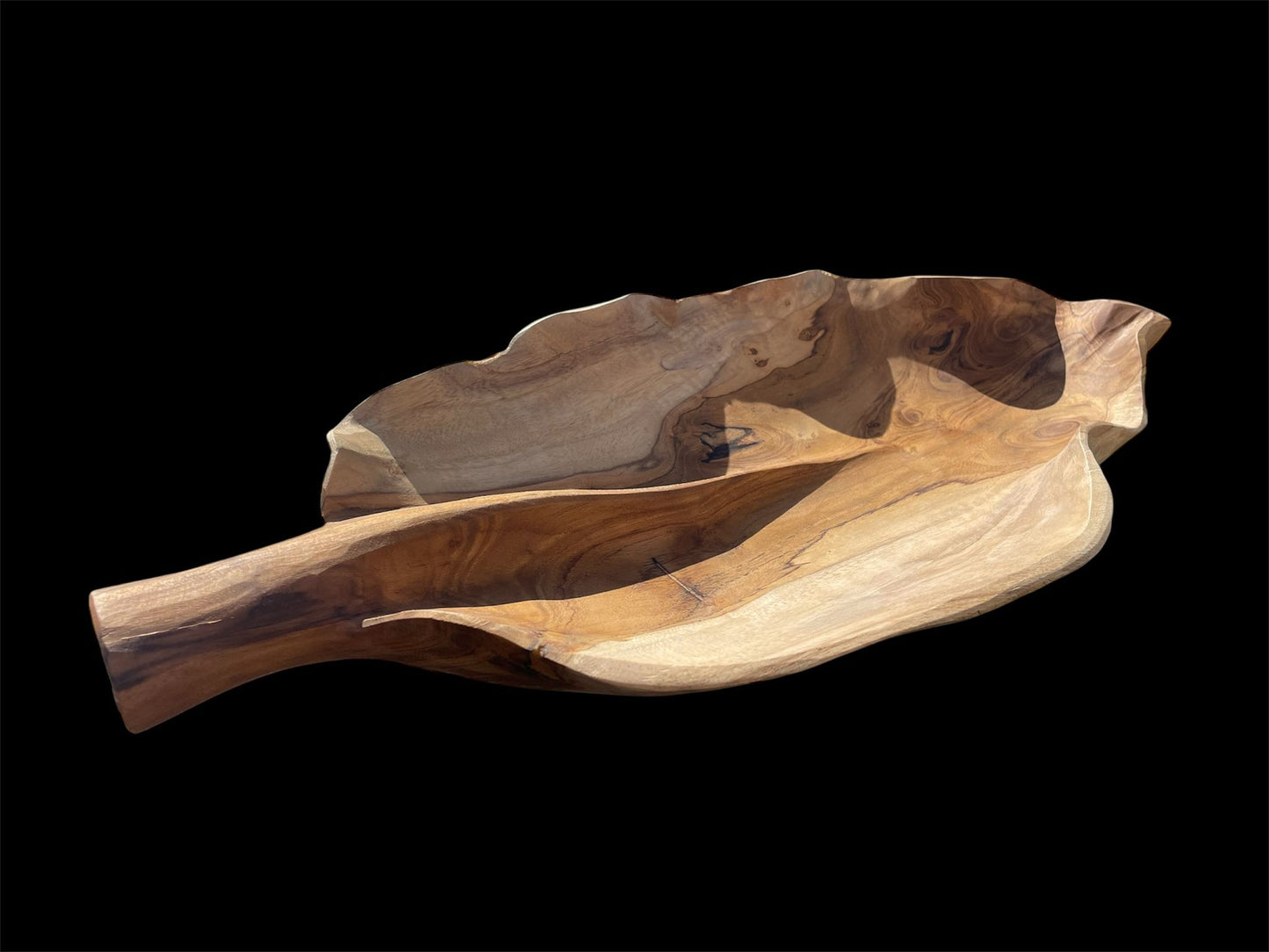 Handgemaakte Teakhouten schaal – Bladvormig Design - 40 x 24 x 5 cm